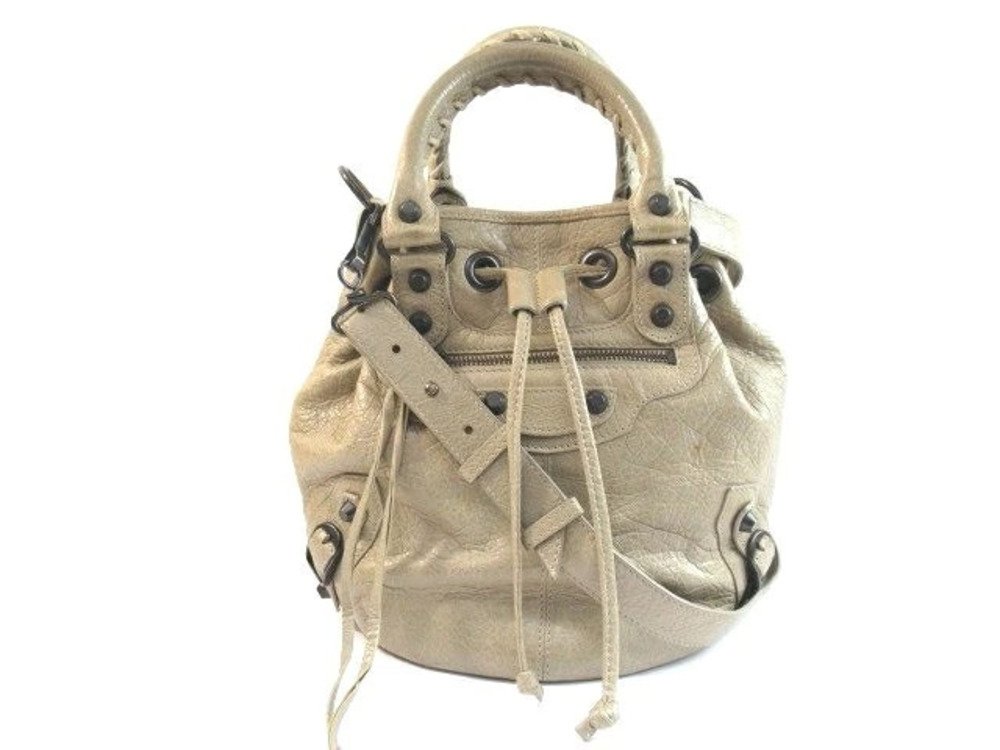 Balenciaga Pom Shoulder Bag Beige Cream